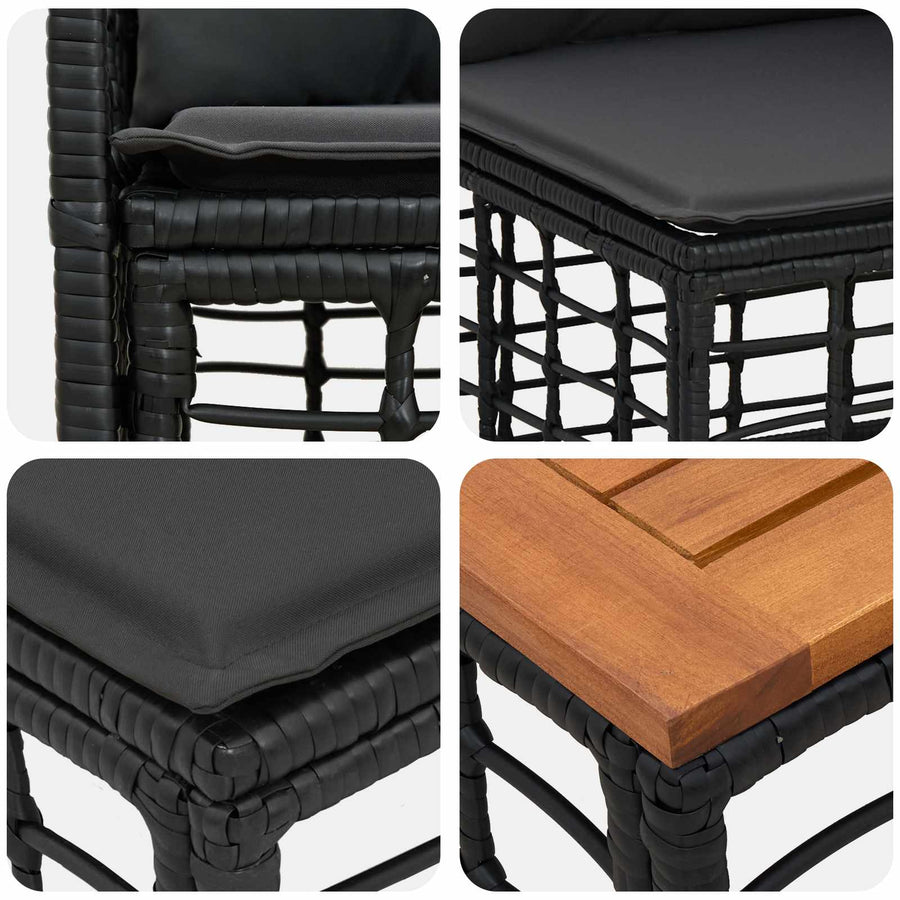 Buiten bankenset 7 pcs Zwart en Donkergrijs Polyester