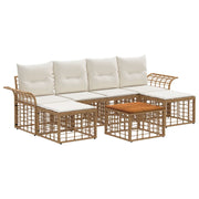 Loungeset 7-delig polyester natuurlijk crème wit