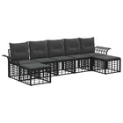 Tuinbankenset 7-persoons zwart donkergrijs polyester