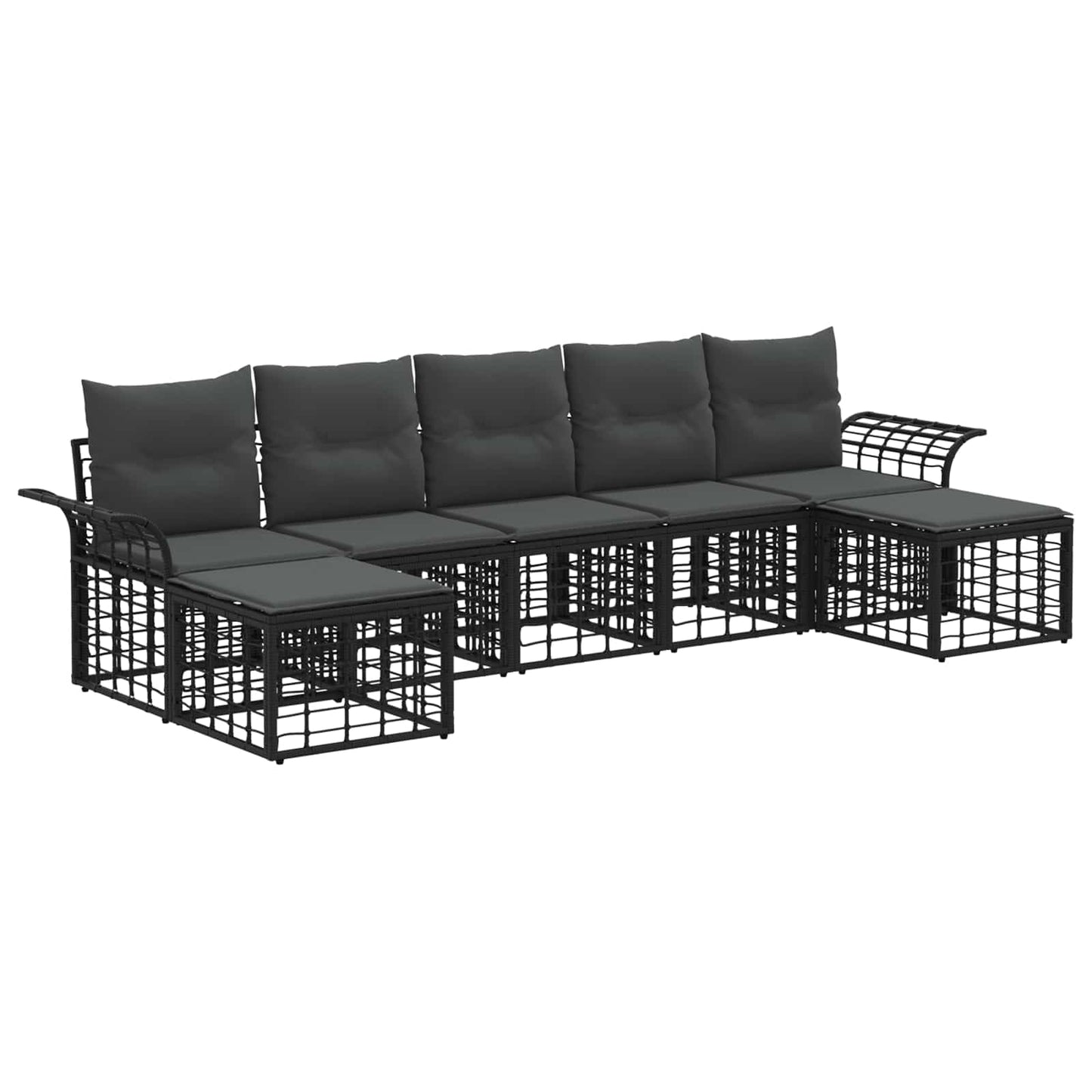 Buiten bankenset 7 pcs Zwart en Donkergrijs Polyester