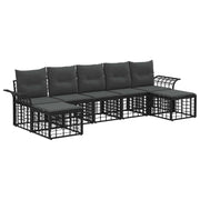 Tuinbankenset 7-persoons zwart donkergrijs polyester