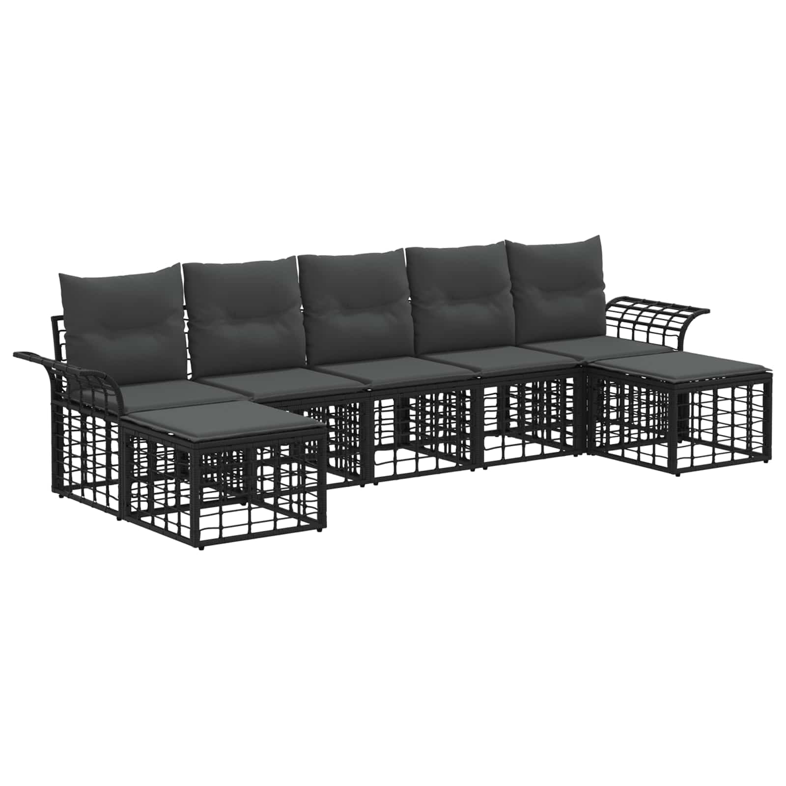 Buiten bankenset 7 pcs Zwart en Donkergrijs Polyester