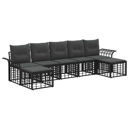 Buiten bankenset 7 pcs Zwart en Donkergrijs Polyester