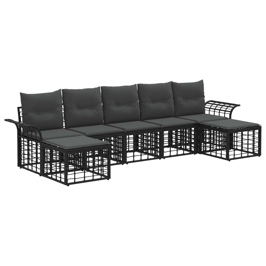 Buiten bankenset 7 pcs Zwart en Donkergrijs Polyester