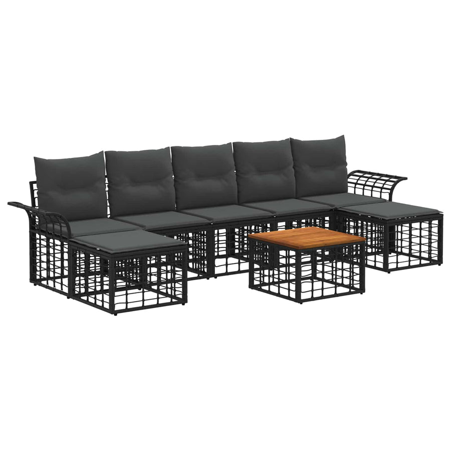 Buiten bankenset 8 pcs Zwart en Donkergrijs Polyester