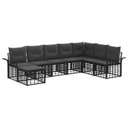 Tuinbankenset 8 personen zwart donkergrijs polyester