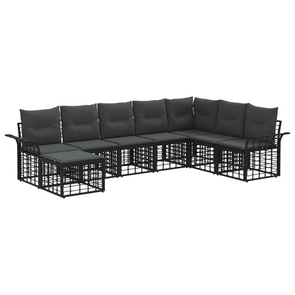 Buiten bankenset 8 pcs Zwart en Donkergrijs Polyester