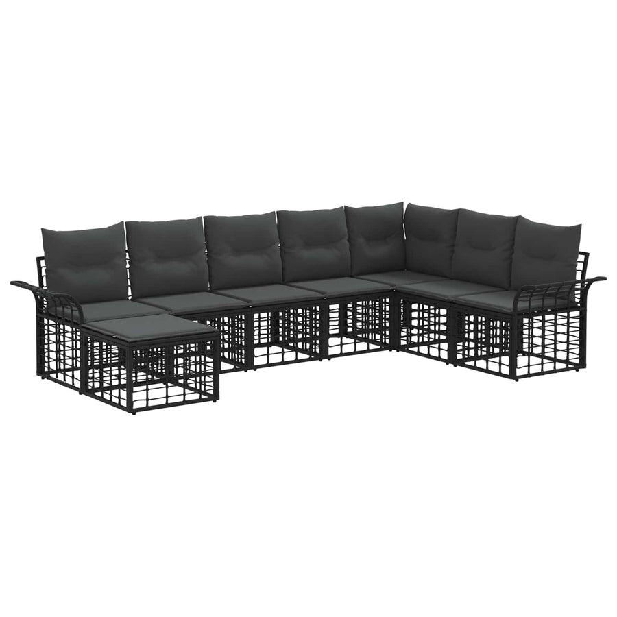 Buiten bankenset 8 pcs Zwart en Donkergrijs Polyester