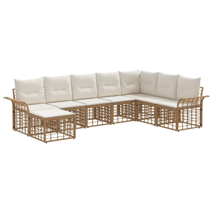 Buiten bankenset 8 pcs Natuurlijk en Crème Wit Polyester