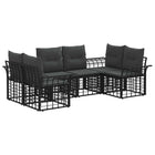 Tuinset 6-delig zwart donkergrijs poly rattan