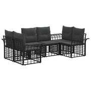 Tuinset 6-delig zwart donkergrijs poly rattan