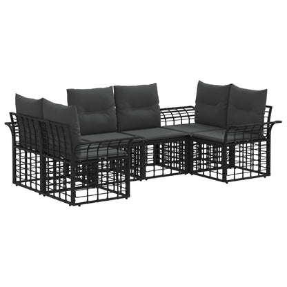 Buiten bankenset 6 pcs Zwart en Donkergrijs Polyester
