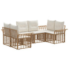 Loungeset 6 personen polyester natuurlijk crème wit