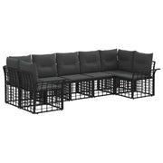 Tuinbankenset 7-delig poly rattan zwart donkergrijs