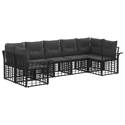 Buiten bankenset 7 pcs Zwart en Donkergrijs Polyester