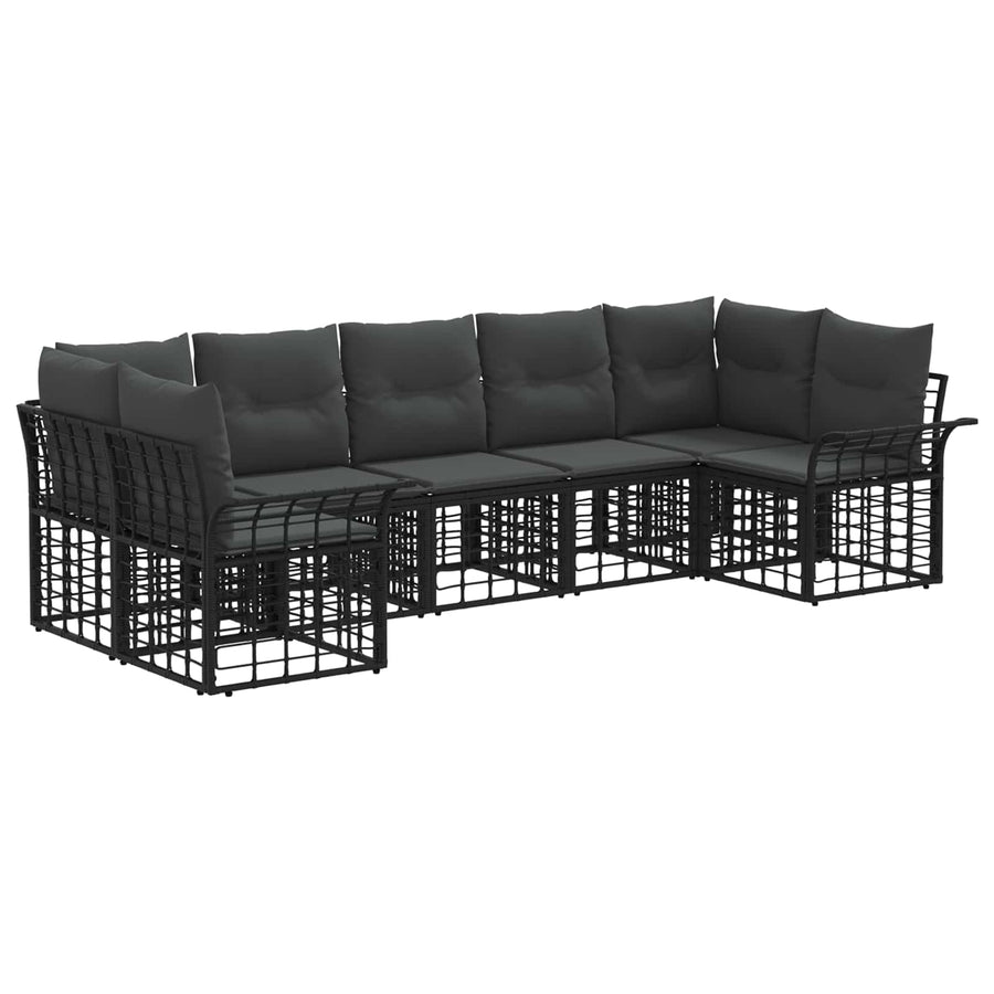Buiten bankenset 7 pcs Zwart en Donkergrijs Polyester