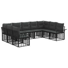 Tuinbankenset 9-delig poly rattan zwart donkergrijs