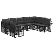 Tuinbankenset 9-delig poly rattan zwart donkergrijs