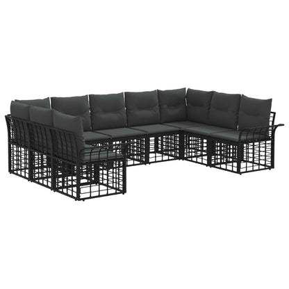 Buiten bankenset 9 pcs Zwart en Donkergrijs Polyester