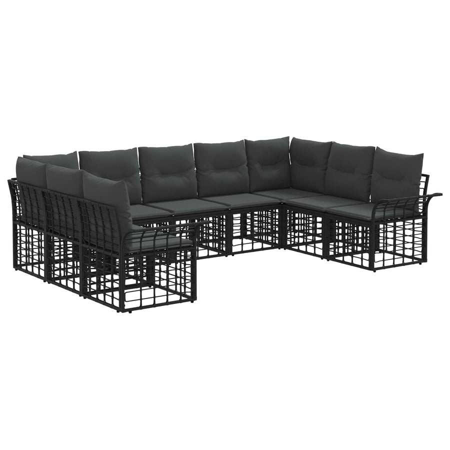 Buiten bankenset 9 pcs Zwart en Donkergrijs Polyester