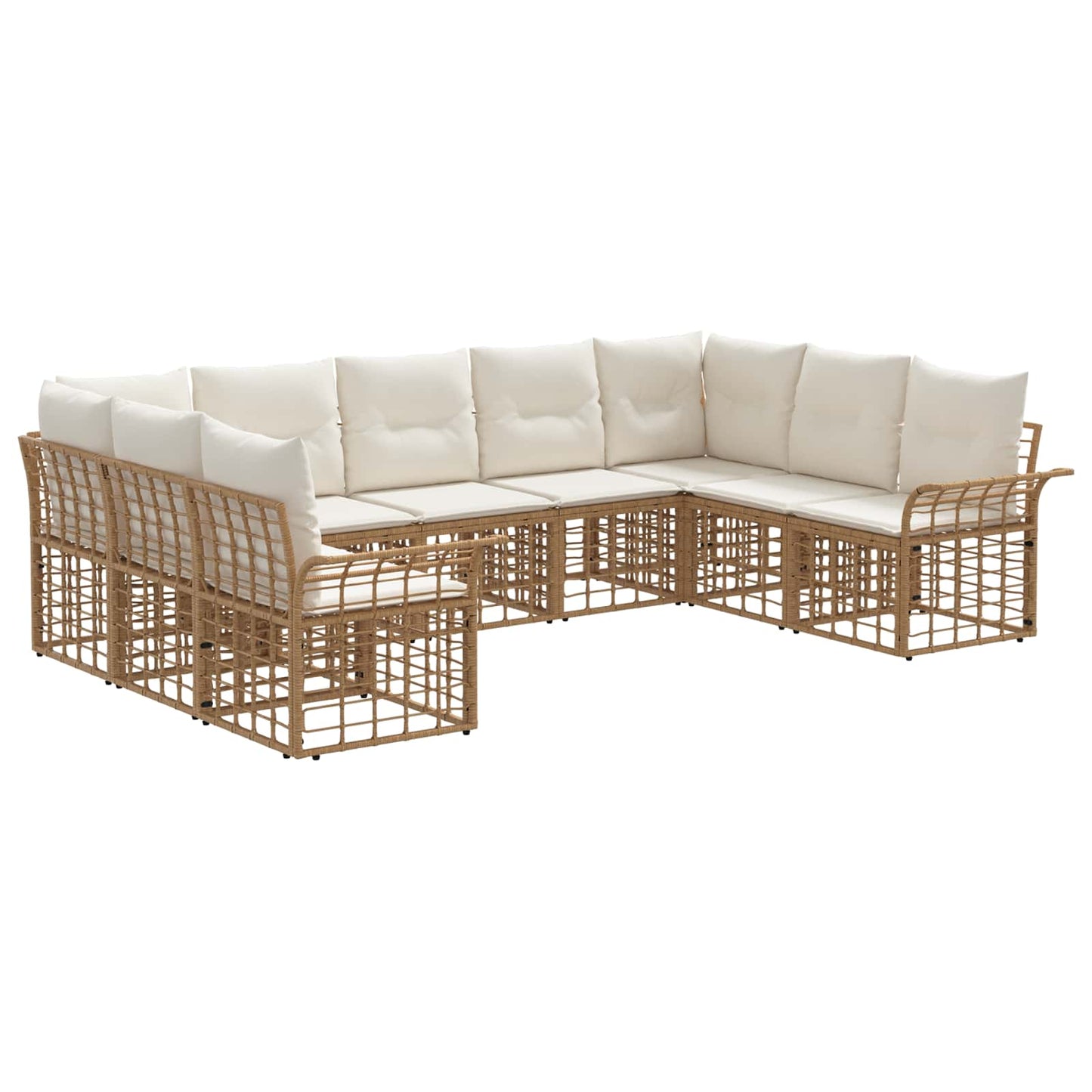 Buiten bankenset 9 pcs Natuurlijk en Crème Wit Polyester