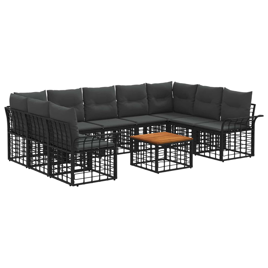 Buiten bankenset 10 pcs Zwart en Donkergrijs Polyester