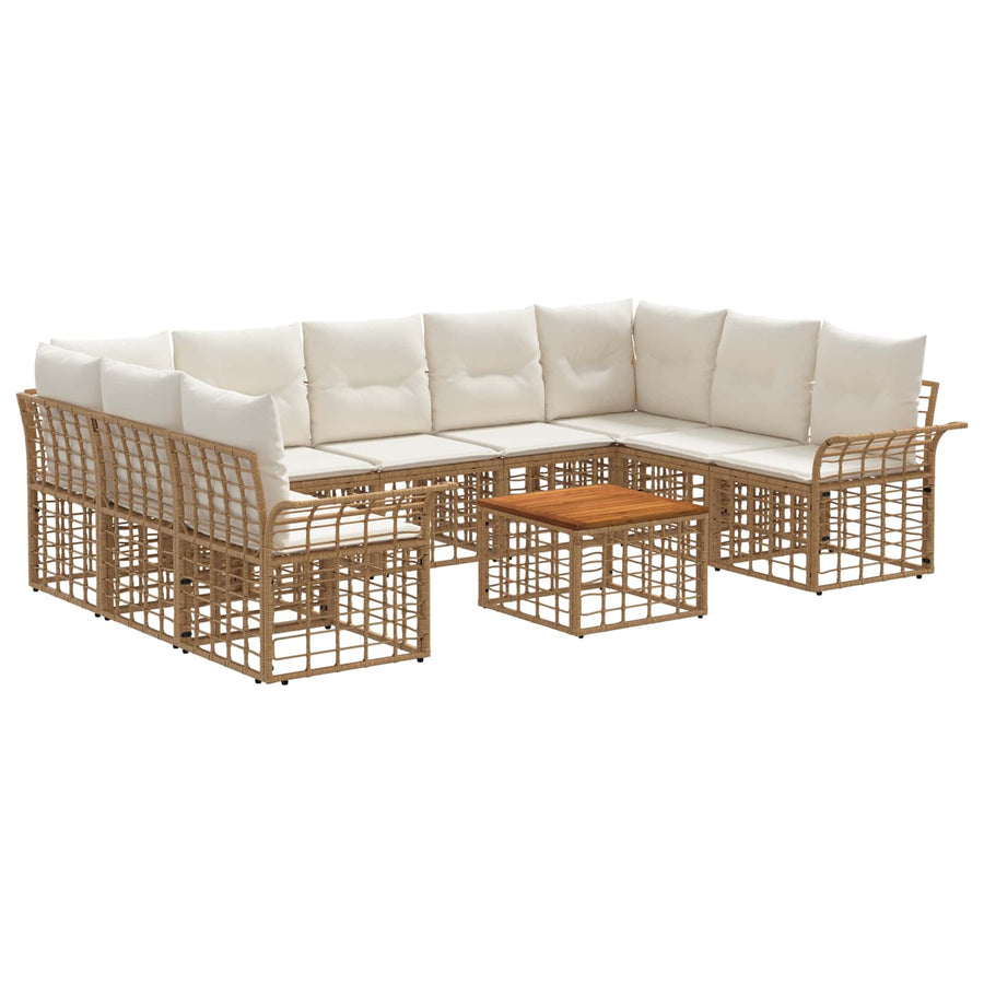 Buiten bankenset 10 pcs Natuurlijk en Crème Wit Polyester