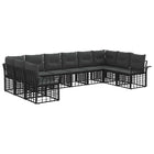 Tuinset 10-delig polyrattan zwart donkergrijs
