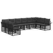 Tuinset 10-delig polyrattan zwart donkergrijs