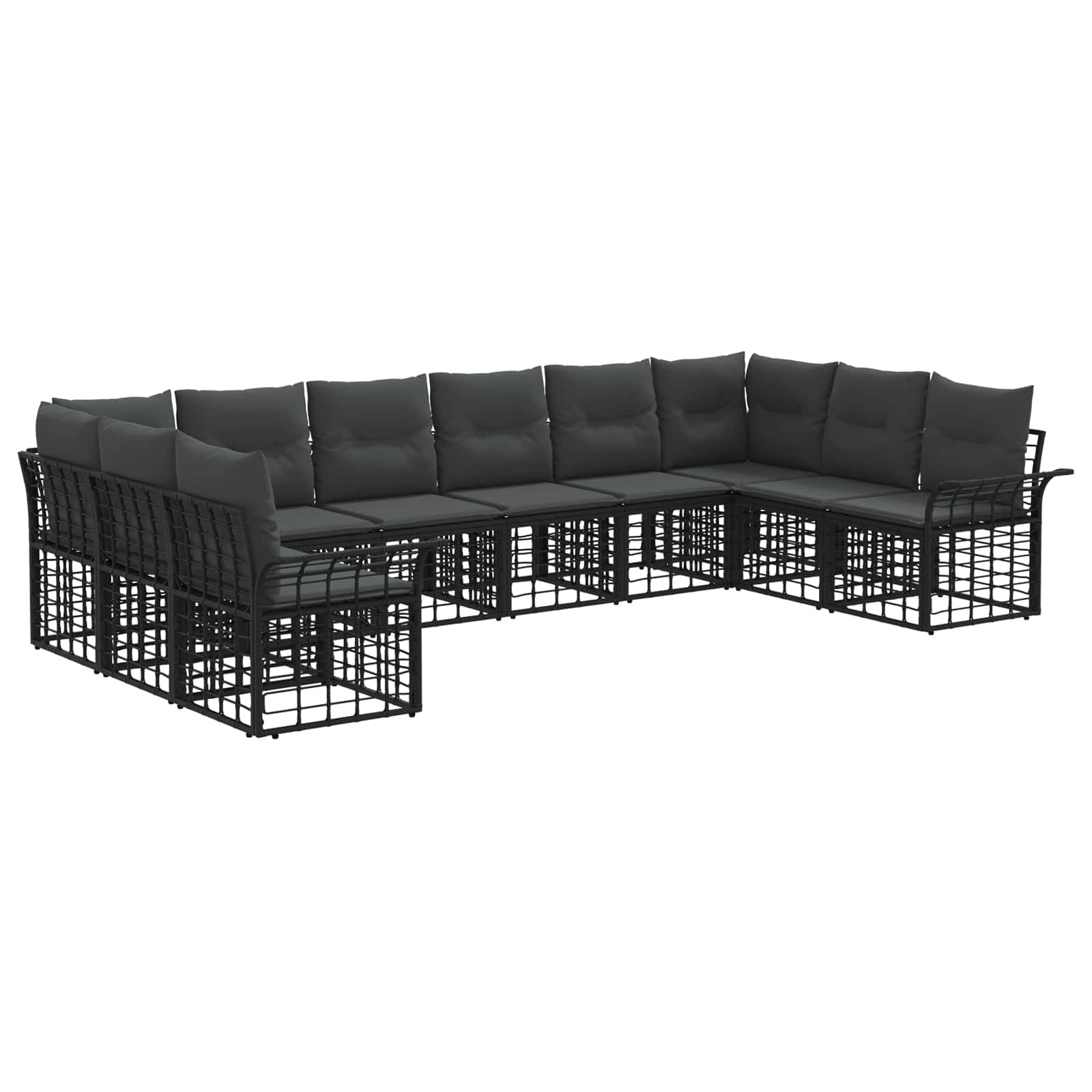 Buiten bankenset 10 pcs Zwart en Donkergrijs Polyester