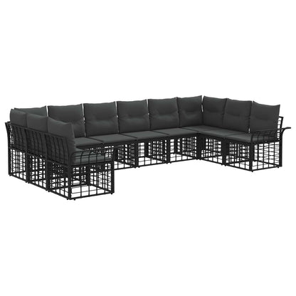 Buiten bankenset 10 pcs Zwart en Donkergrijs Polyester
