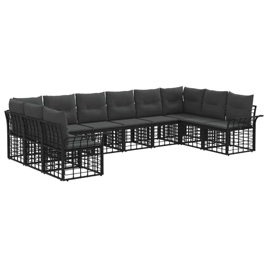 Buiten bankenset 10 pcs Zwart en Donkergrijs Polyester