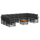 Outdoor Sofa Set 11 pcs Black and Dark Grey Polyester