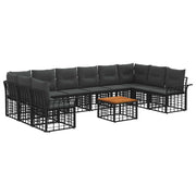 Tuinbankenset 11-delig poly rattan zwart