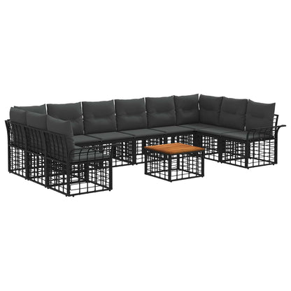 Buiten bankenset 11 pcs Zwart en Donkergrijs Polyester