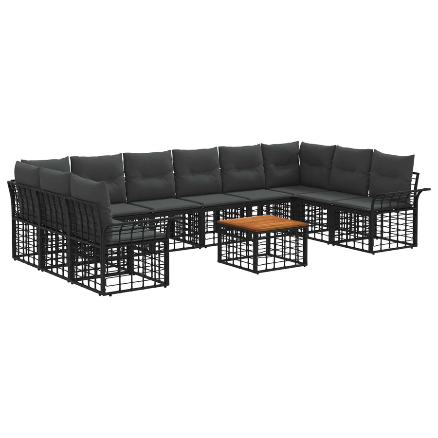 Buiten bankenset 11 pcs Zwart en Donkergrijs Polyester