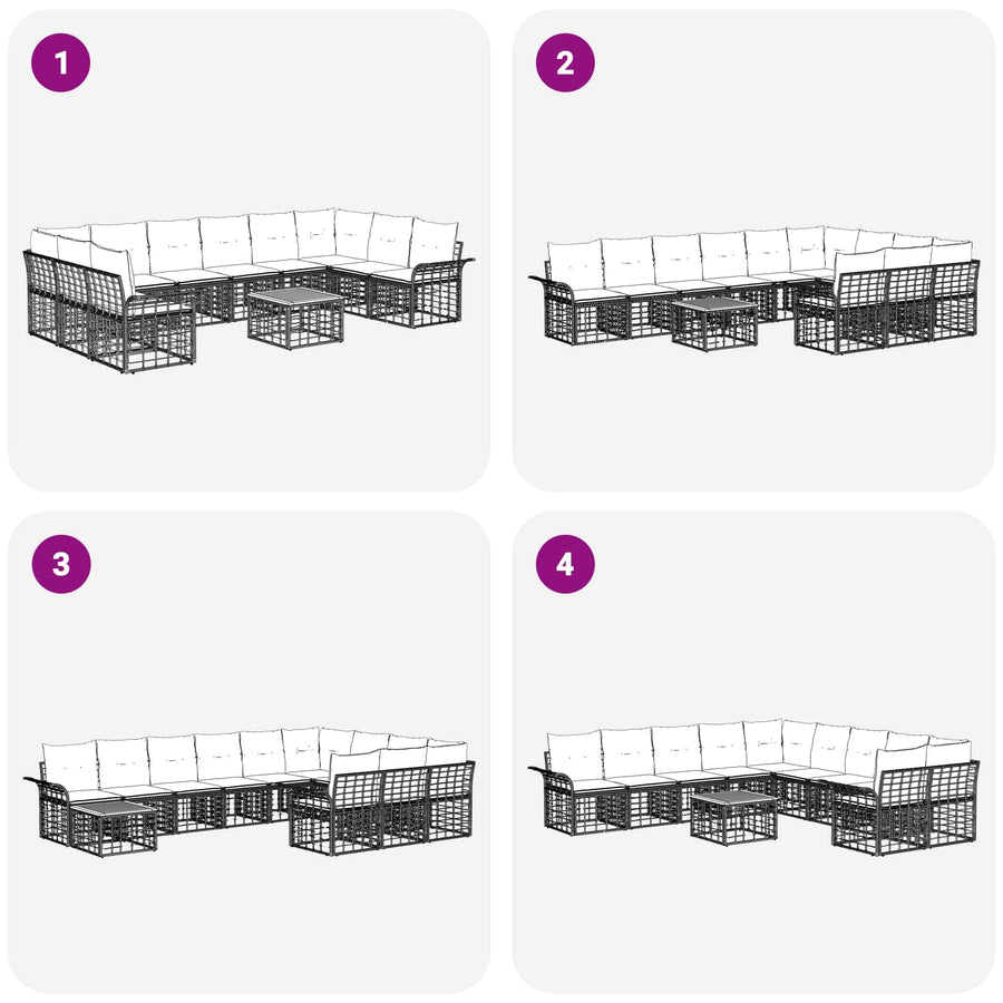 Buiten bankenset 11 pcs Zwart en Donkergrijs Polyester