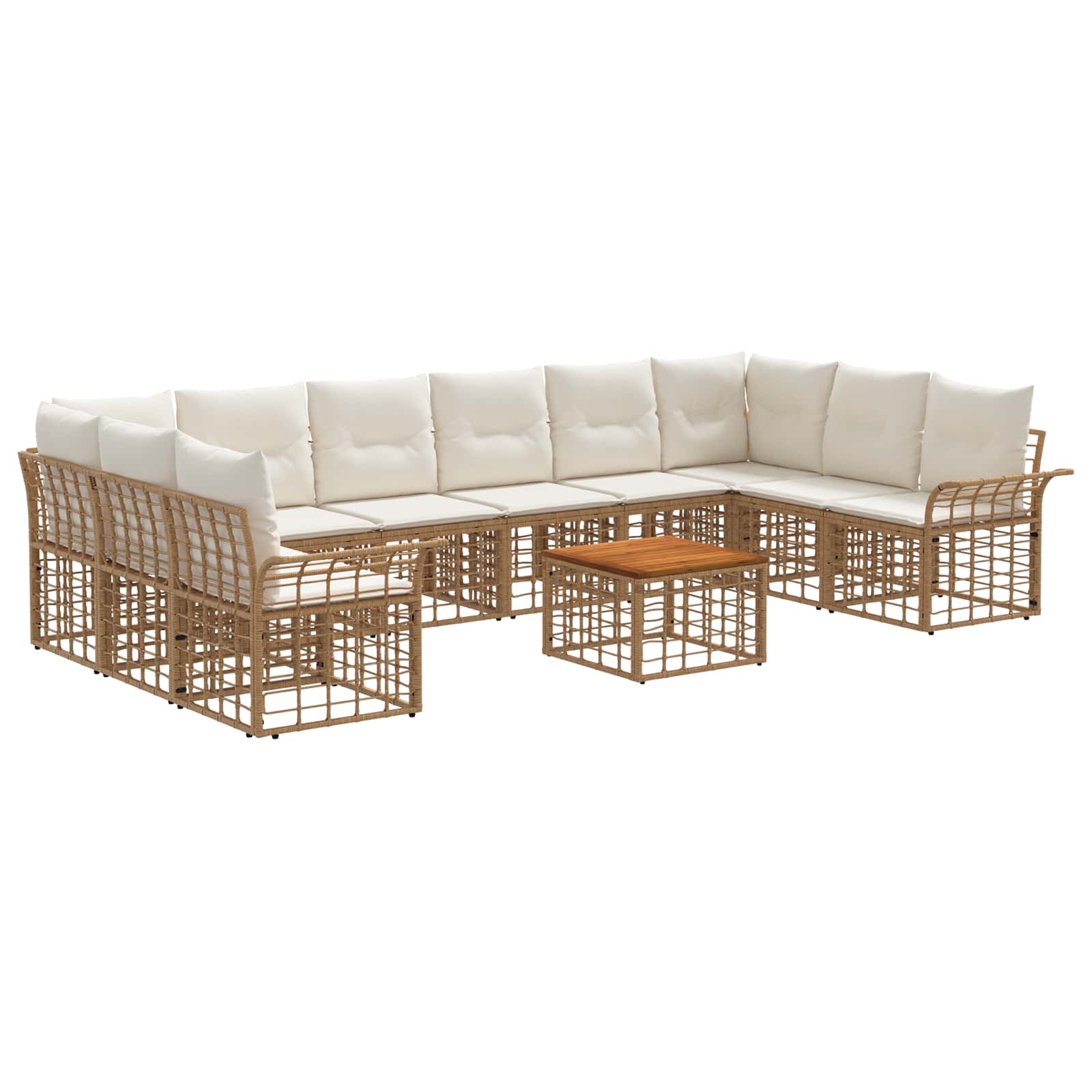 Buiten bankenset 11 pcs Natuurlijk en Crème Wit Polyester