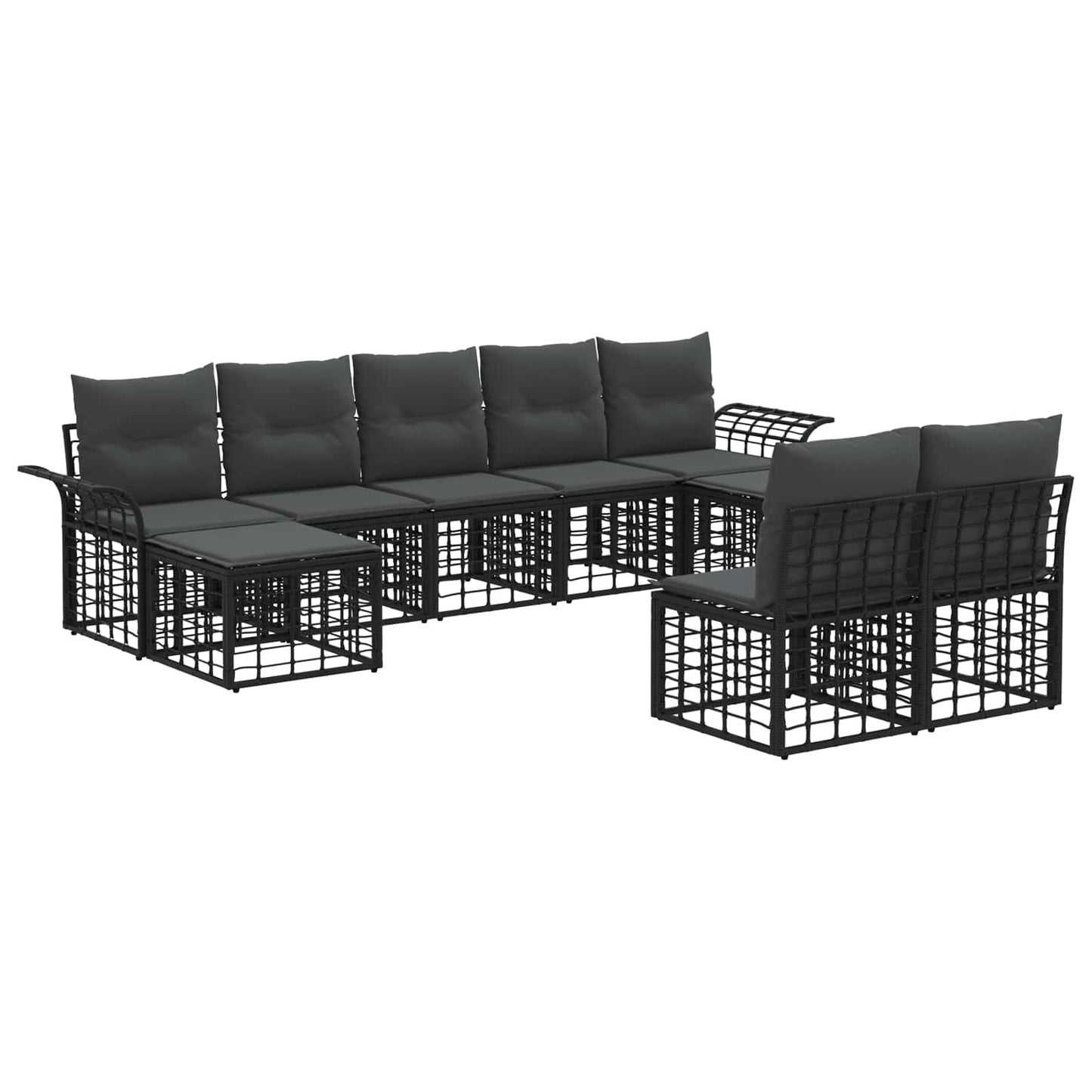 Buiten bankenset 9 pcs Zwart en Donkergrijs Polyester