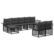 Tuinbankenset 9-delig zwart donkergrijs polyrattan