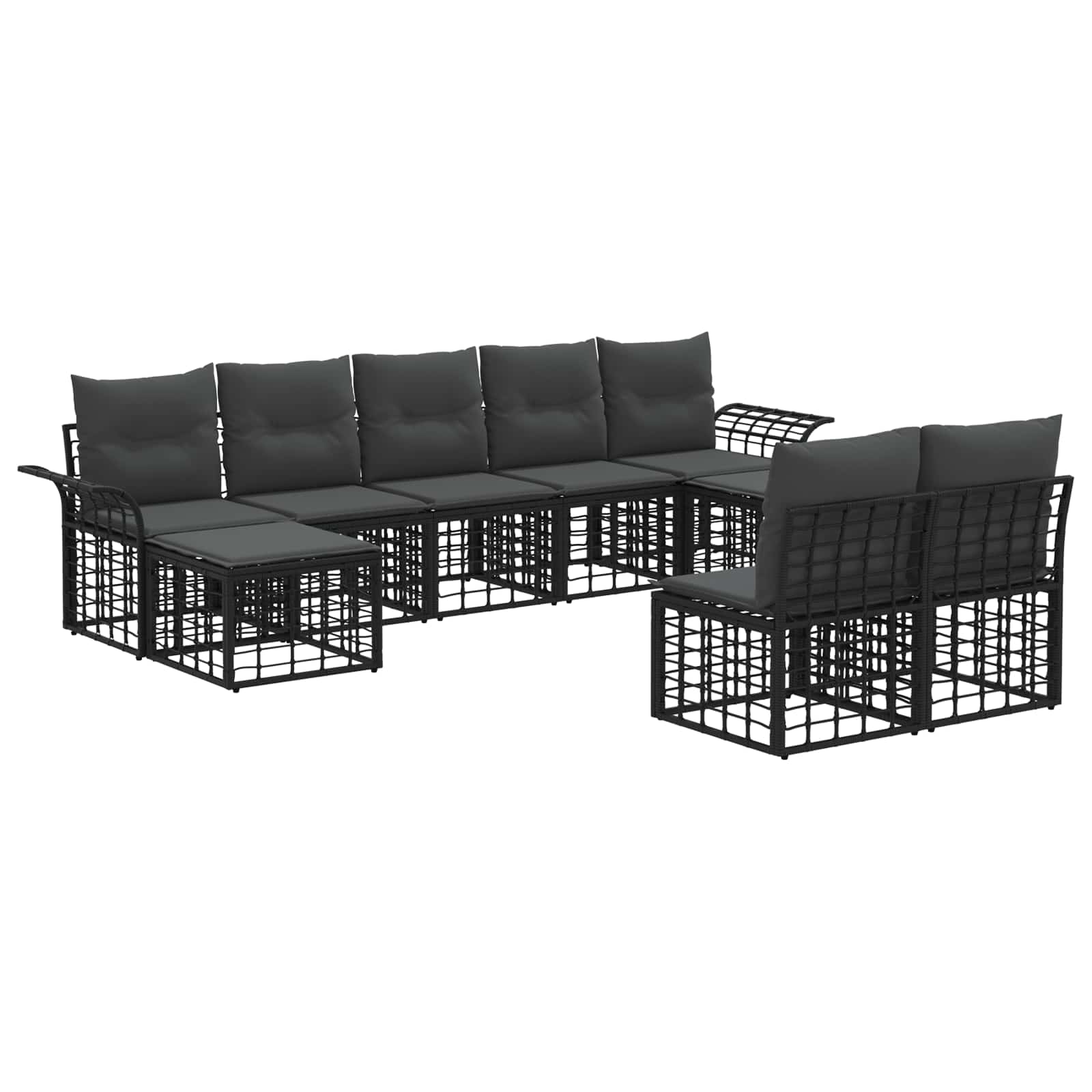 Buiten bankenset 9 pcs Zwart en Donkergrijs Polyester