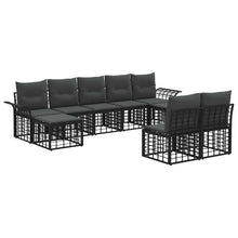 Buiten bankenset 9 pcs Zwart en Donkergrijs Polyester