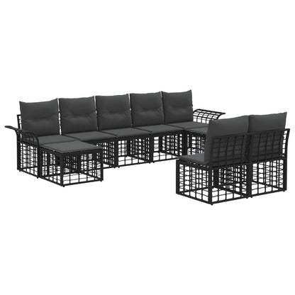 Buiten bankenset 9 pcs Zwart en Donkergrijs Polyester