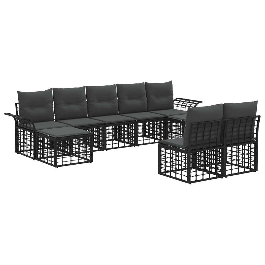 Buiten bankenset 9 pcs Zwart en Donkergrijs Polyester