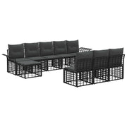 Tuinbankenset 9-delig poly rattan zwart donkergrijs