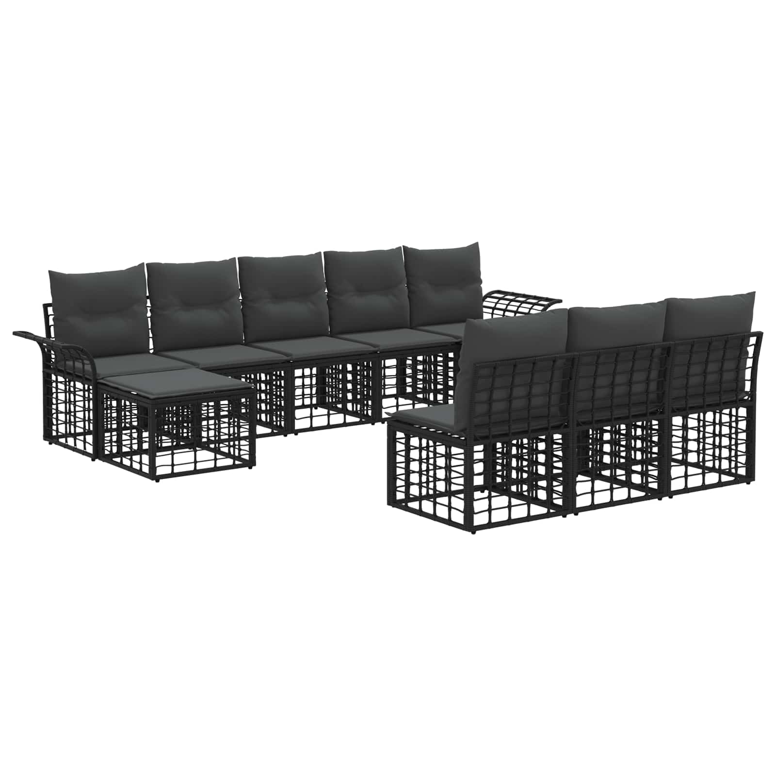 Buiten bankenset 9 pcs Zwart en Donkergrijs Polyester
