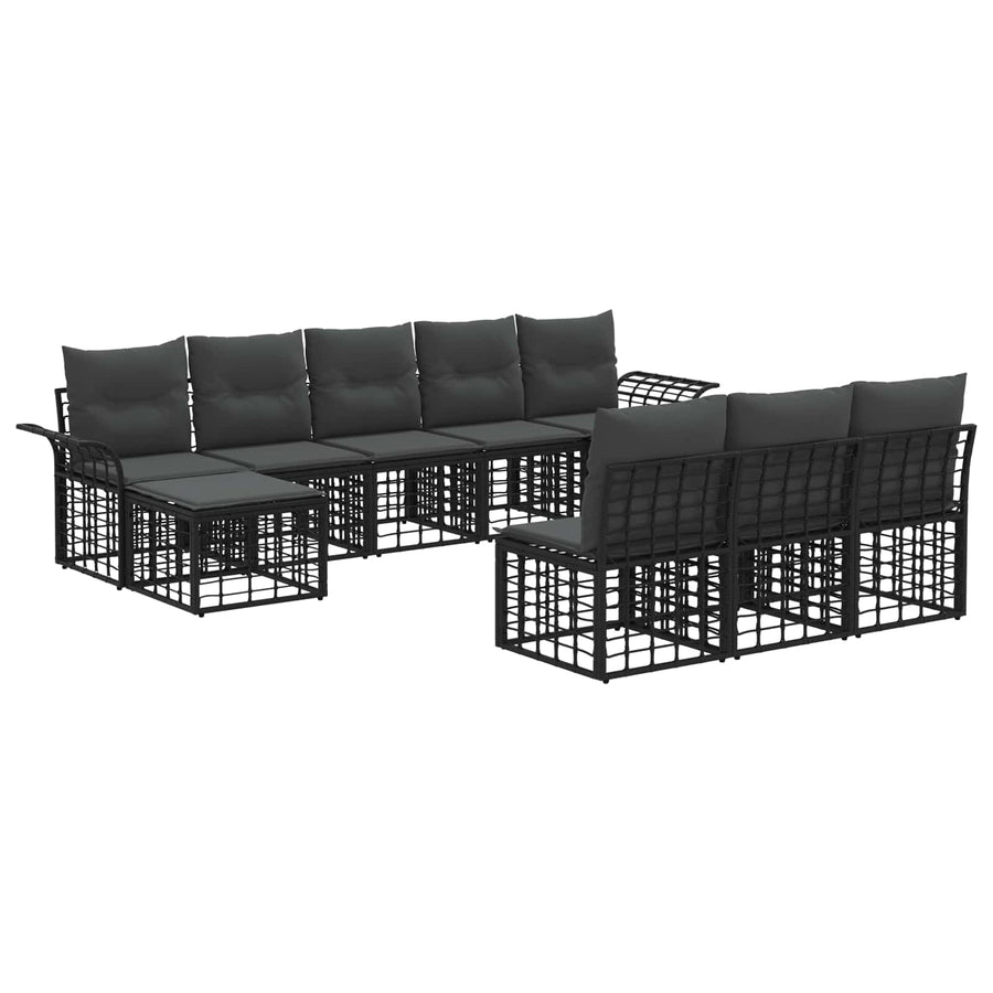Buiten bankenset 9 pcs Zwart en Donkergrijs Polyester