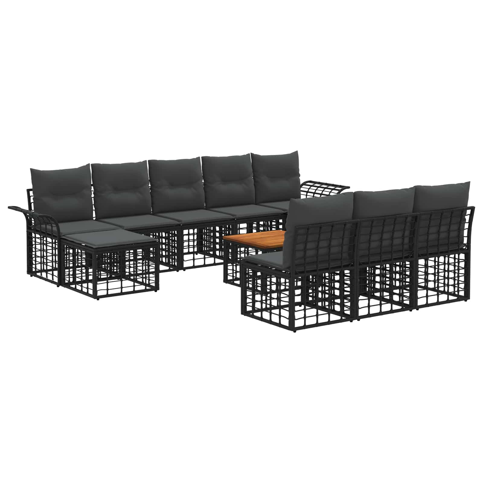 Buiten bankenset 11 pcs Zwart en Donkergrijs Polyester
