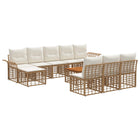 Tuinset poly rattan 10 personen natuurlijk crème wit