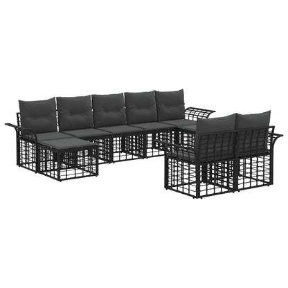 Buiten bankenset 9 pcs Zwart en Donkergrijs Polyester